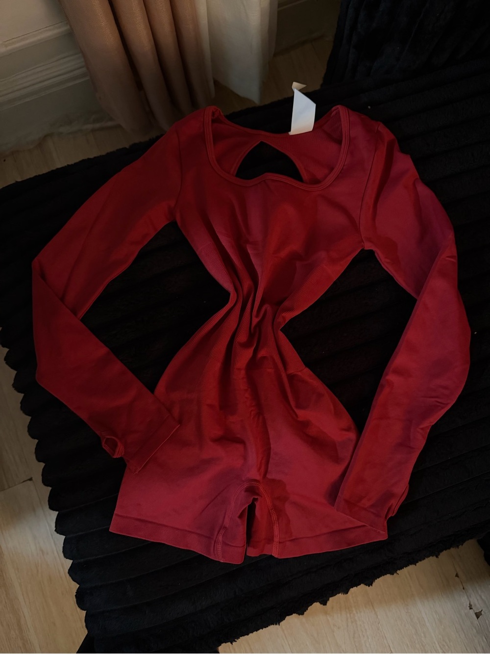 Women’s Long Sleeve Red Cutout Top